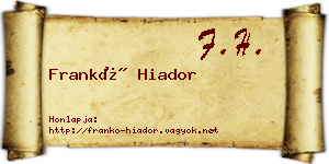 Frankó Hiador névjegykártya